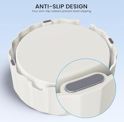 Dog Small Animals Water Bowl No Spill 70oz/2L Large Capacity Dispenser Non Slip No Splash Small Animals Bowl Pet Slow Feeder No Drip Dog Water Bowl on Vehicle for Dogs and Cats - Beige - Image 4