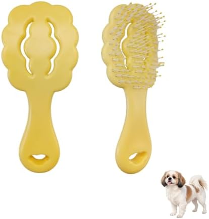 Cloud-Shaped Soft Bristle Small Dog Brush, Puppy Essentials (Yellow) by PetJoyHaven