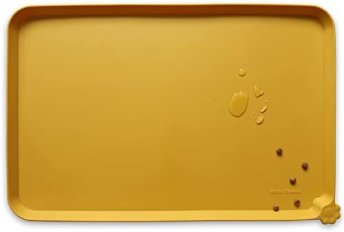 Hoki Found Large Silicone Pet Food Mats Tray - Non Slip Pet Dog Cat Bowl Mats Placemat - Dog Pet Cat Feeding Mat - Waterproof Dog Cat Food Mats -Pet Water Mats for Carpet - Honey by Hoki+Found