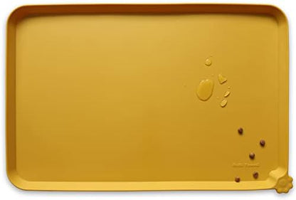 Hoki Found Silicone Pet Food Mats Tray - Dog Pet Cat Feeding Mat - Waterproof Dog Cat Food Mats -Pet Water Mats for Carpet -Honey by Hoki+Found