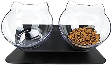 Luck Dawn Double Elevated Cat Bowls with Raised Stand, 15 Tilted cat Bowl Design Neck Guard Stand Raised Pet Food Water Feeder Bowl for Cats or Small Dogs by HOME