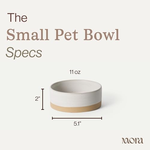 Mora Ceramic Pet Bowl Size Small - Food/Water Dish for Puppy Dogs, Cats, Guinea Pig, Rabbit, Hamster, Snake, ect. 11oz or 2 Cups - Basic Bowls for Your Dog or Cat, Mix and Match for a Set - Oat - Image 2
