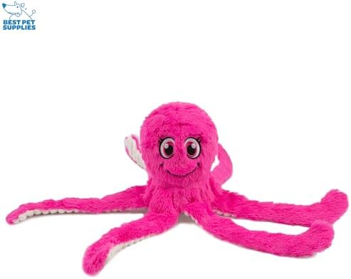Best Pet Supplies Interactive Squeaky Dog Chew Toy, Ideal Dog Toys for Chewers, Small, Medium & Large Dogs, and Fetch Lovers - Octomutant (Fuchsia, Purple, Turquoise), Large - Image 2