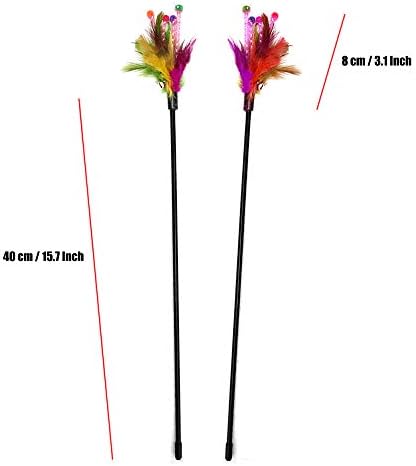 IUHKBH Cat Wand, 4 PCS Interactive Feather Stick Flexible Kitten Wand Safe Cat Teaser Wand for Indoor, All Breed Sizes - Image 2