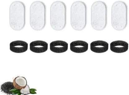 NISPIRA PLWF003 PLWF006 Stainless Steel Cat Water Fountain Activated Charcoal Water Filter Kit Replacements with Spongies For Petlibro 67oz/2L 101oz/3L, Tomxcute 108oz/3.2L 135oz/4 L Pet, 6 Pack by Nispira