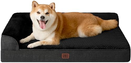 EHEYCIGA Memory Foam Dog Bed Large Size Dogs, Orthopedic Dog Bed Large with Washable Removable Cover, Waterproof Pet Sofa Couch with Nonskid Bottom, 36x27x6, Black by EHEYCIGA