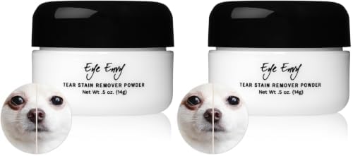 Eye Envy Tear Stain Remover Powder for Dogs and Cats. Natural, Safe Formula. Apply Around Eyes. Absorbs and Cleans Tears and Staining. Keeps Area Dry. Made in The USA. (.5 oz) (Pack of 2) by EyeEnvy