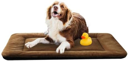 Dog Crate Pad Washable Dog Bed for Crate Large Cozy Mat 48-Inch Brown by VERZEY