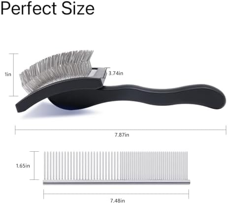 3PCS Slicker Brush for Dogs & Pet Comb,Professional Dog Grooming Brush (Goldendoodles,Poodles,Labradoodles) with Extra Long Pins to Effectively Remove Tangles, Knots,Mats Hair Collection Bottle(Black) - Image 3