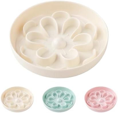 Melamine Slow Feeder Cat Bowl - Cute Blossom Maze Cat Dish - Fun Interactive Plate for Dry & Wet Food - Whisker Friendly - Dishwasher Safe - 6.3''W x 1.1''H by HCHLQLZ
