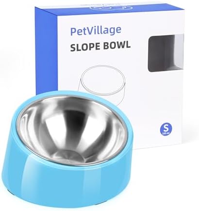 Tilted Dog Bowl Non-Slip & Non-Spill Pet Feeder with Elevated Detachable Melamine Stand, Easy to Get Food Dog Dish, S/100ml Sky Blue by Petvillage