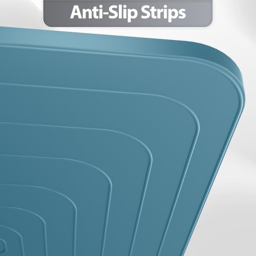 Silicone Dog Cat Food Mat Extra Thick Raised Edge, 18"x12" Slate Blue - Image 7