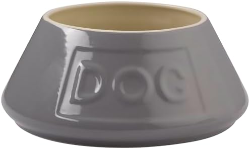 Mason Cash: Non-Tip Dog Bowl - Grey - 8.3", 54oz - Durable Ceramic Food & Water Angled Dish, Microwave-Dishwasher Safe, Pet Meal Feeding & Hydration by MasonCash