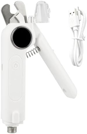 2-in-1 Dog Nail Clippers and Grinder, Electric Nail Trimmer for Small Medium Large Dogs and Cats with 3 Speeds, Rechargeable, Splash Guard & Safety Lock, Painless Grooming Tool (White) by Unknown