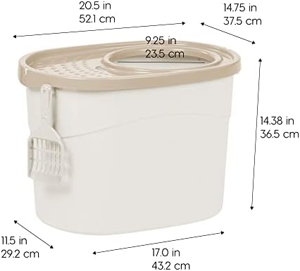 IRIS USA Large Top Entry Cat Litter Box, Hooded Privacy, Beige - Image 2