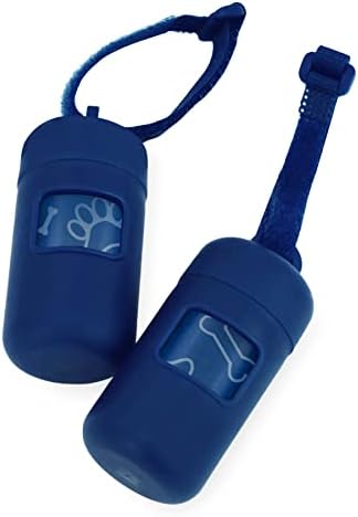 Best Pet Supplies Dog Poop Bag Holder Leash Attachment with Reusable Dispenser for Travel, Walking, Park, and Outdoor Use, Durable with Clip-On - Royal Blue, Pack of 2, Plastic Dispenser w/30 Bags by BestPetSuppliesLLC