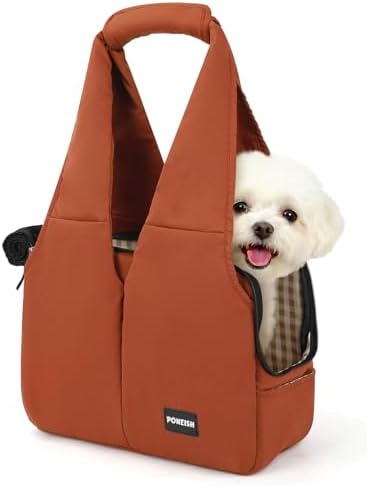 Dog Purse Carrier for Small Dogs and Cats, Soft-Sided Pet Tote Bag with 6 Large Pockets, Collapsible Travel Puppy Carrier, Fits Pets up to 13 lbs (Caramel, 15.7" L x 8" W x 11.8" H) by Unknown