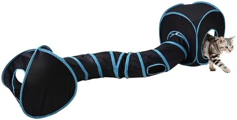 Pet Cat Tunnel, Tunnel Tent Set Tunnels for Indoor Cats, Collapsible Pet Tunnel for Kitten, Puppy, Rabbit, 25cm-Wide Tunnels, Durable & Breathable, with Peek Hole Toy Ball by Tamiplay