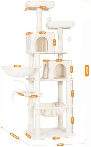 Heybly Cat Tree, 70 inches Tall Cat Tower for Indoor Large Cats HCT032M - Image 4