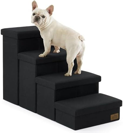 COZY KISS Dog Stairs with Storage, 22" H Wider Dog Steps, 4-Step by COZYKISS