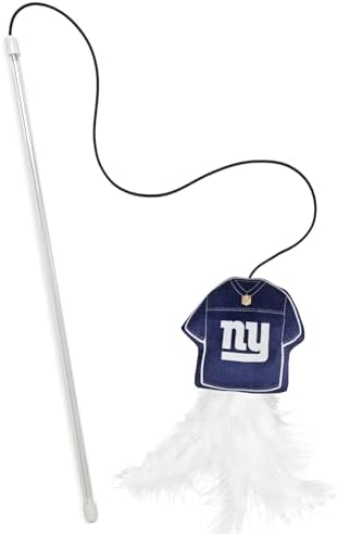 Pets First NFL New York Giants Team Jersey Wand with CAT NIP, Cat Toy Jersey Shaped Plush Teaser Toy for Cats & Kittens - Interactive Pet Toy for Play & Exercise by PETSFIRST