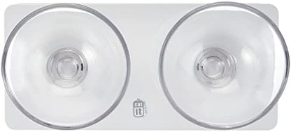 Catit Style 2-Bowl Glass Diner Set for Pets, White, 6.8 Fl Oz - Image 2