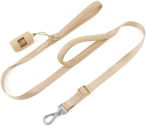 Wisedog Two Handles Dog Leash, Sand Color, S 0.8" x 4.2-5 ft by WisedogPetSupplies