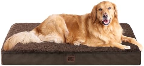 EHEYCIGA Orthopedic Dog Bed Large with Removable Washable Cover, 44IN Brown by EHEYCIGA