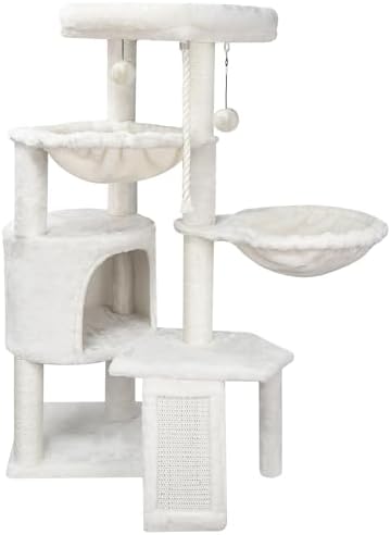 Wang Xin Three Layer Cat Tree with Cat Condo Scratch Pad and Two Hammocks,Beige by Unknown