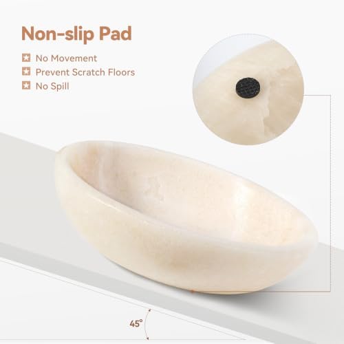 Natural Marble Cat Bowl, Weighted 1.5lb Cat Food Bowl for Small Dog, Small Animal Pet Food Dish Non-Slip, Whisker Fatigue Relief, Premium Ivory White Stone for Home Decor - Image 5