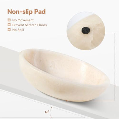 Natural Marble Cat Bowl, Weighted 1.5lb Cat Food Bowl for Small Dog, Small Animal Pet Food Dish Non-Slip, Whisker Fatigue Relief, Premium Ivory White Stone for Home Decor - Image 5
