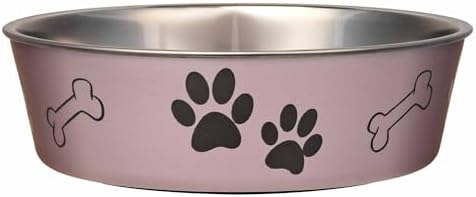 Loving Pets Bella Dog Bowls- Stainless Steel Dog & Cat Bowls - Spill Proof Dog Food Bowl, Cat Bowl, Puppy Essentials & Pet Supplies Great for Home & Travel (Large 35-65 lbs, Grape) by Loving+Pets