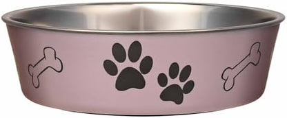 Loving Pets Bella Dog Bowls- Stainless Steel Dog & Cat Bowls - Spill Proof Dog Food Bowl, Cat Bowl, Puppy Essentials & Pet Supplies Great for Home & Travel (Large 35-65 lbs, Grape) by Loving+Pets