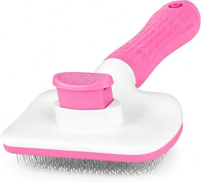 Generic Pink Cat grooming brush, Pet hair brush with Massage Particles, Self Cleaning Dematting Comb for Dogs and Cats, Easy to Use, Ergonomic Handle Design - Image 2