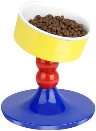 Cat Food and Water Bowls,Raised Cat Bowl,Three Adjustable Height Options, 20° Tiltable, 360° Rotatable, Raised Pet Bowl.Suitable for Small Dogs, Kittens, and Adult Cats.1 Piece, Color: Colorful by FAMILYSBACKYARD