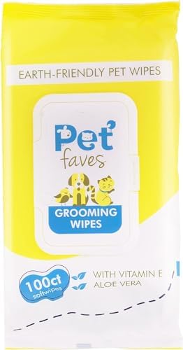 Pet Faves Dog Wipes for Cleaning and Deodorizing | Hypoallergenic Grooming Wipes for Paws and Butt, Clean Face & Body Between Baths, Plant Based Natural Pet Wipes for Dogs and Puppy (100 Count) by PetFaves