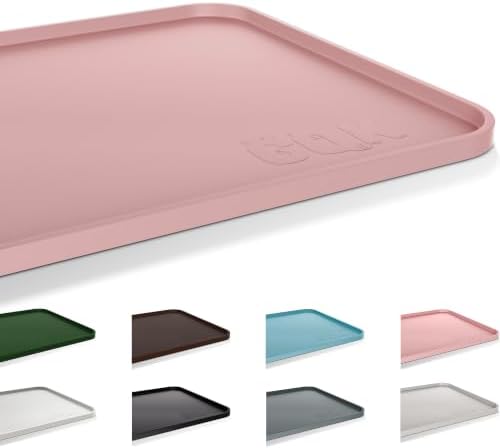Silicone Dog Cat Food Mat Extra Thick Raised Edge, 20"x14" Dusty Rose by Unknown