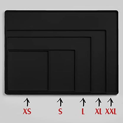 DogBuddy Dog Food Mat – Waterproof Dog Bowl Mat for Food and Water, Silicone Pet Feeding Mats for Floors, Non-Slip Placemat with High Edges for Dogs Bowls, Puppy Essentials (Small: 19"x12", Black) - Image 5