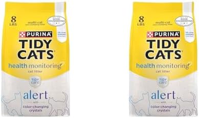 Purina Tidy Cats Tidy Care Alert Cat Health Monitoring Non Clumping Cat Litter with Silica Crystals - 8 Pound (Pack of 2) by PurinaTidyCatsLitter
