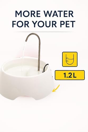 Aqua MINI Portable Pet Water Fountain - Automatic Drinking Bowl for Cats and Dogs - Stainless Steel Faucet - Replaceable Filters - Easy Cleaning - Ideal for Multiple Pets - 1.2L/42 fl oz - White - Image 2