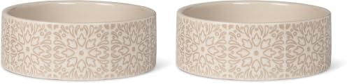 Fringe Studio Sevilla Tile Sand Small Ceramic Imprinted Pet Bowl (5" Diameter x 1.75" H, 12 fl.oz.), PetShop Collection (785SM001) (Pack of 2) by FringeStudio