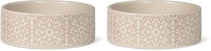 Fringe Studio Sevilla Tile Sand Small Ceramic Imprinted Pet Bowl (5" Diameter x 1.75" H, 12 fl.oz.), PetShop Collection (785SM001) (Pack of 2) by FringeStudio