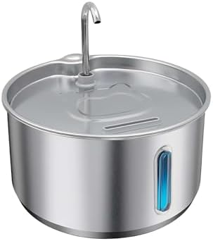 135oz/4L 304 Stainless Steel Cat Water Fountain for Cats & Dogs – LED Window with Blue/Red Alerts, Ultra-Quiet 38dB Pump, Auto Shut-Off, Night Light, Indoor Pet Water Dispenser - Image 2