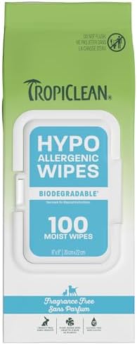 TropiClean Hypoallergenic Dog Wipes, Fragrance Free, 100ct by TropiClean
