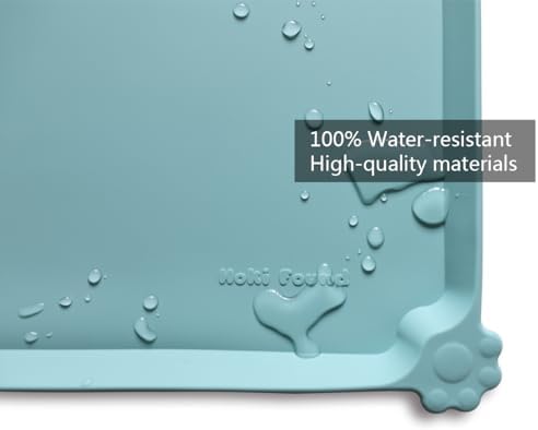 Hoki Found L Silicone Non Slip Pet Food Tray - Dog Cat Bowl Mats - Waterproof Dog Cat Food Mats for Carpet - Light Turquoise - Image 3