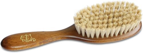 Mars Coat King Bristle Cat Hair Brush Deshedding Tool – Pet Grooming Supplies for Furry, Shaggy, Loose Hair in All Breeds, Wooden Handle for Thick Coats – ¾” Bristles, 2” Wide Head, (99M-394) by MarsCoatKing