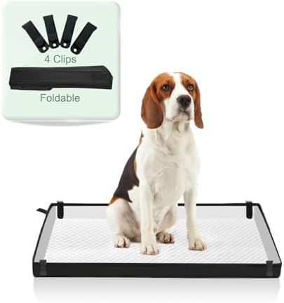 HQ4US 4LEGS Large Portable Dog Pee Pads Foldable Liner Base 33''x23'' Training Pad Holder with Fixing Clips, Waterproof, Easy Clean, Indoor Dog Potty by HQ4US4LEGS