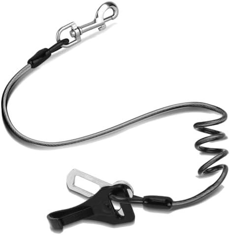Seat Belt for Car, Chew Proof Leash 2 in 1 Steel Cable With Elastic Bungee Buffer Dog Seatbelt Harness Latch Bar Attachment Heavy Duty for Medium Large Dogs Chewer by CHZUOBER
