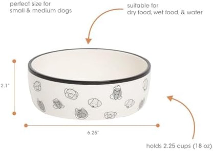 Pearhead Ceramic Dog Faces Dog Bowl, Small/Medium 2.25 Cups/ 18 oz - Image 3