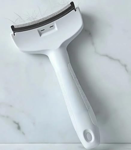 White Small Dog Brush for Shedding, Tight V-Tooth Deshedding Comb with Ergonomic Handle, Deshedding Tool for Tiny Breeds and Cats by DISECUM